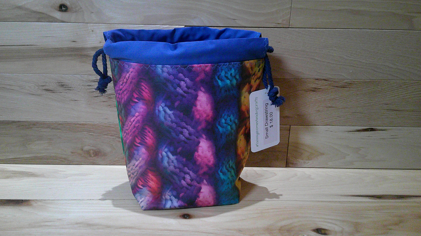 Bright Rainbow Knit Cables- project bags