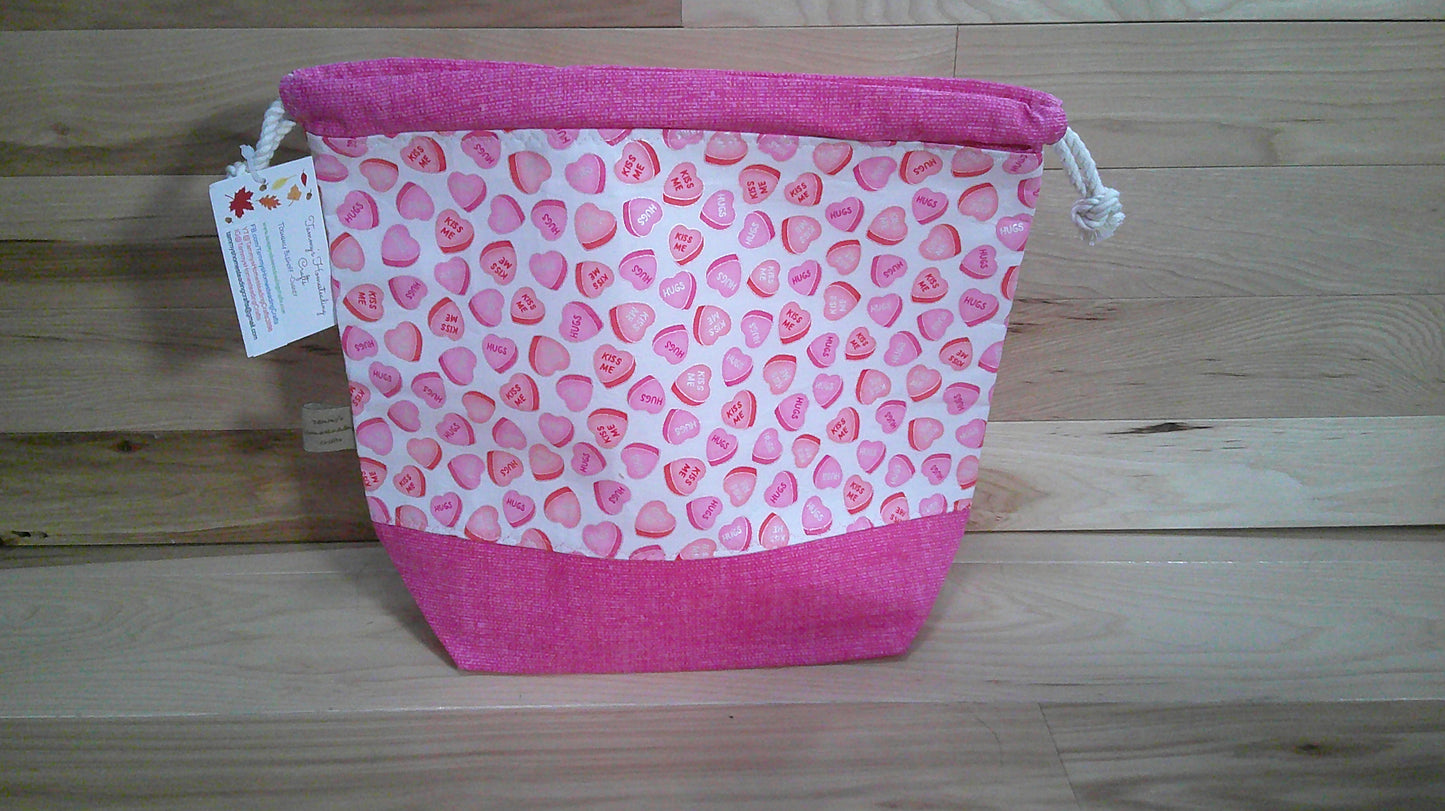 Small Conversation Hearts w/ pink ~ project bags