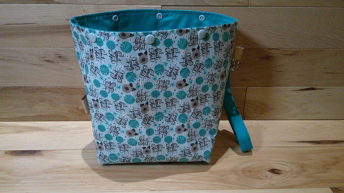 "I knit shit" ~ project bags