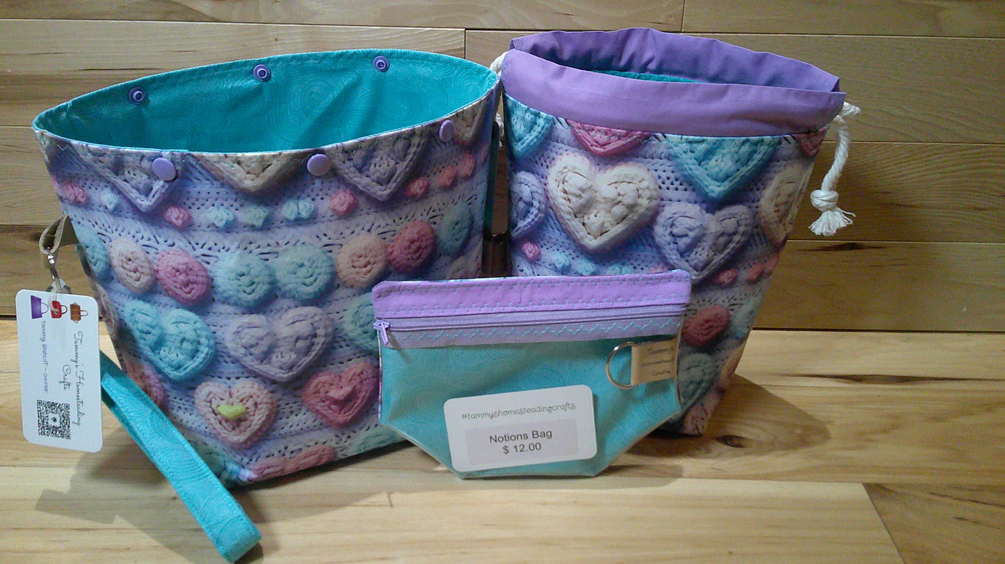 Knitted Hearts~ project bags