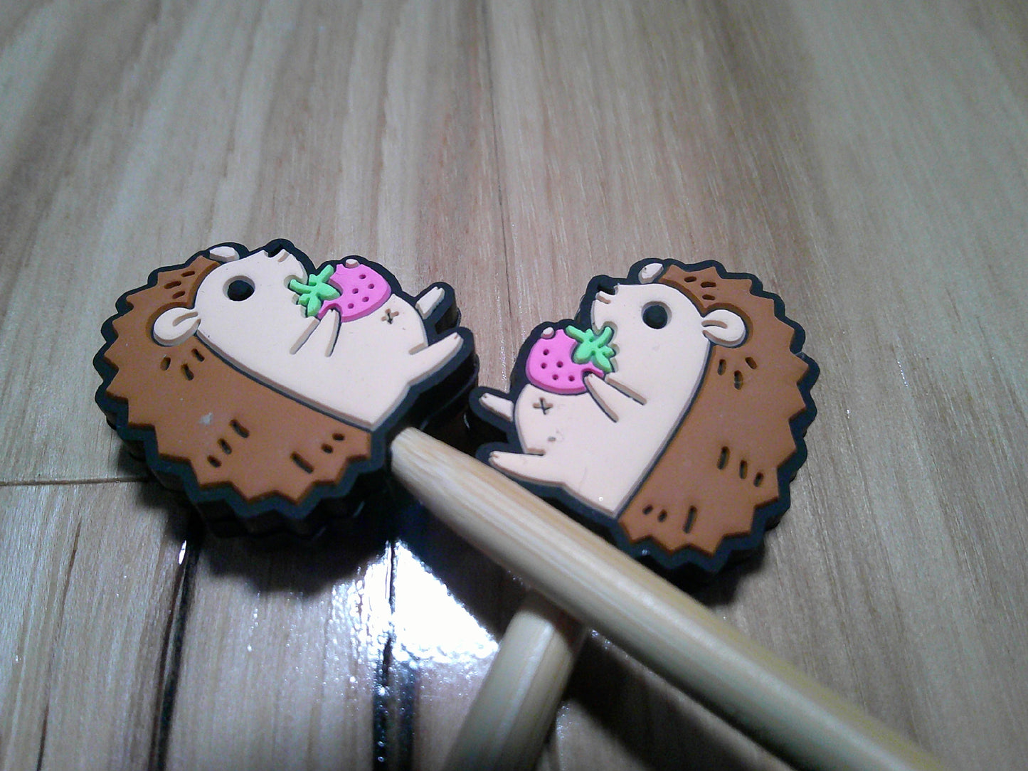 Hedgehog w/ strawberry ~ stitch stoppers