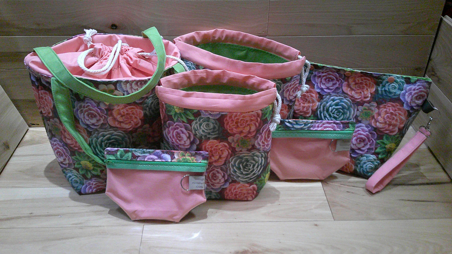 Knitted & Crochet succulent ~ project bags