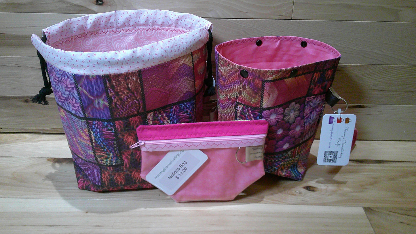 Knitted Stitch blocks ~ project bag