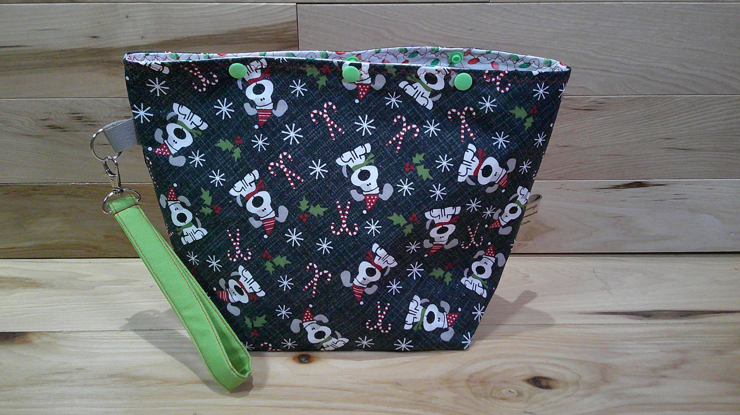 Dogs' w/ holly & Christmas lights ~ Project Bags