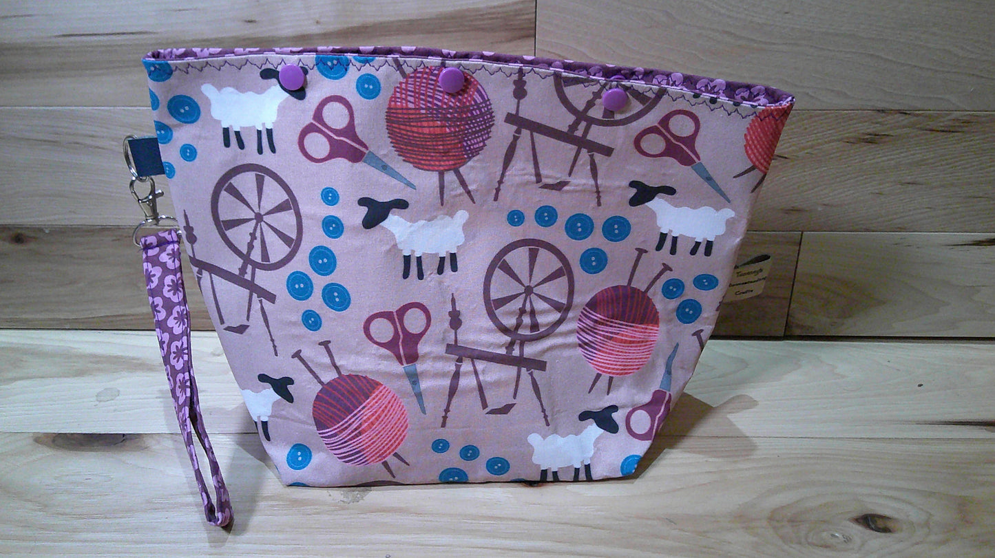 Spinning wheel & sheep ~ project bags