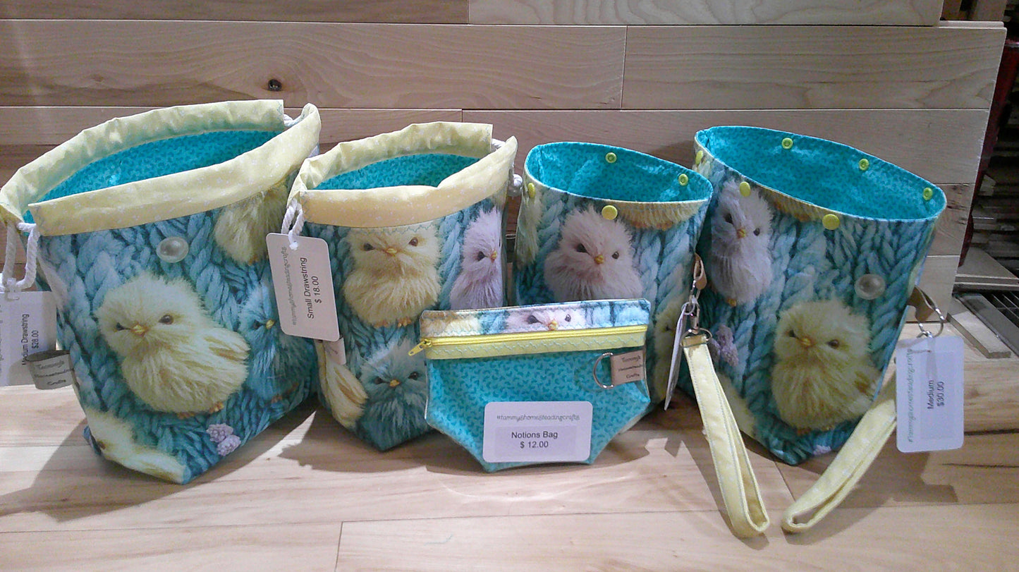 Chick's w/ knitting ~ Project bags