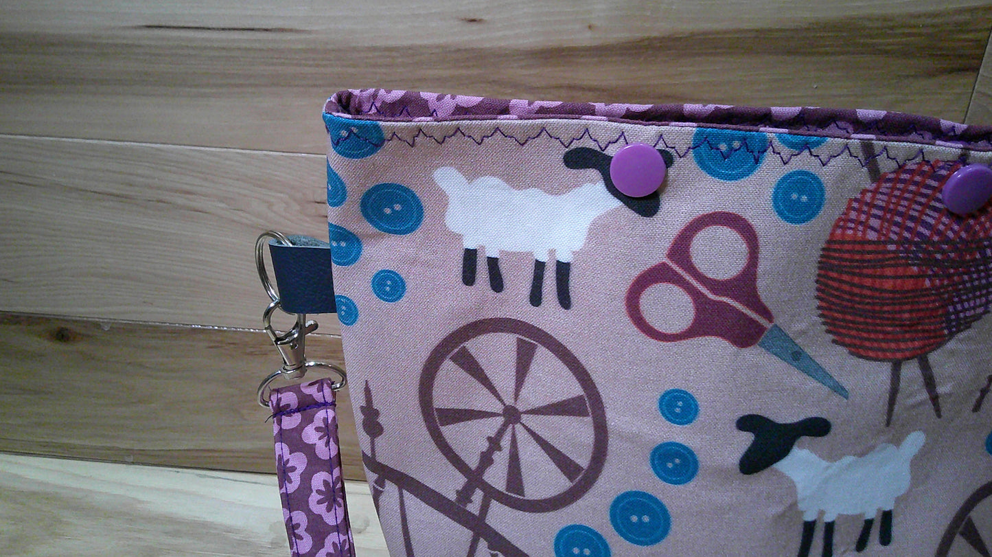 Spinning wheel & sheep ~ project bags