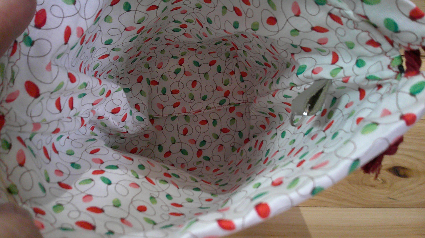 Dogs' w/ holly & Christmas lights ~ Project Bags