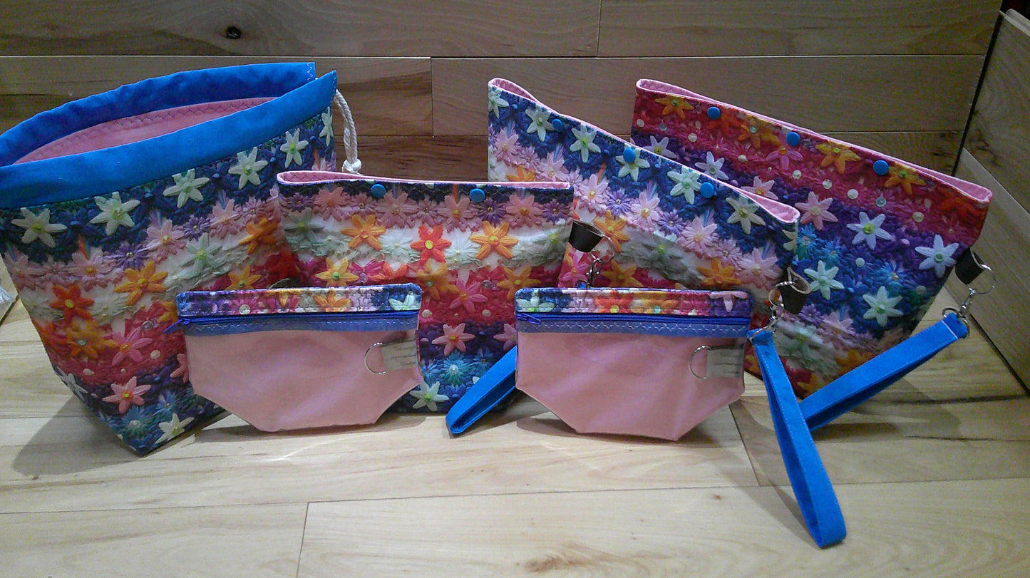 Knitted & Crochet Star flowers ~ project bags