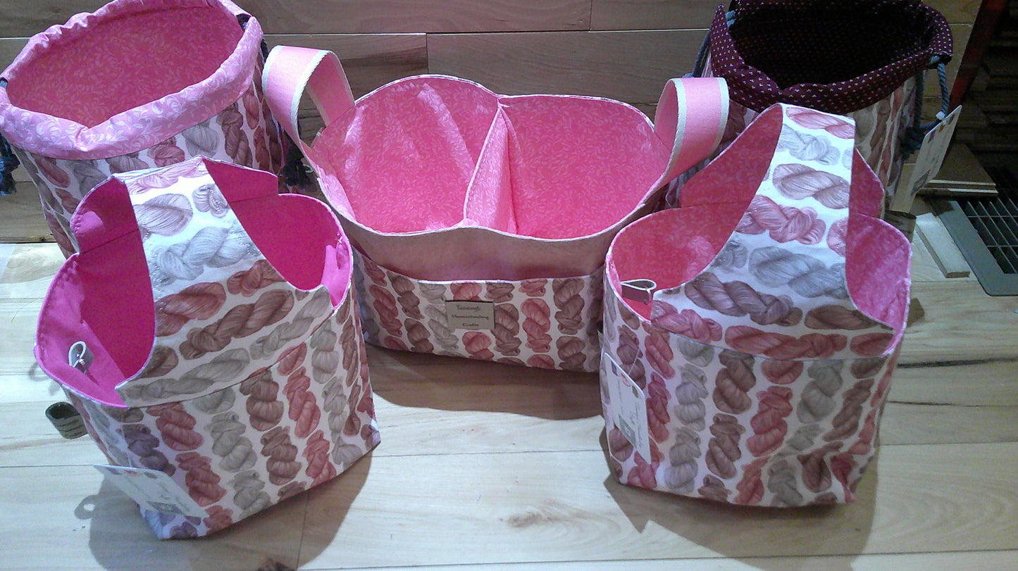 Pink~brown Yarn Skeins- Project bags