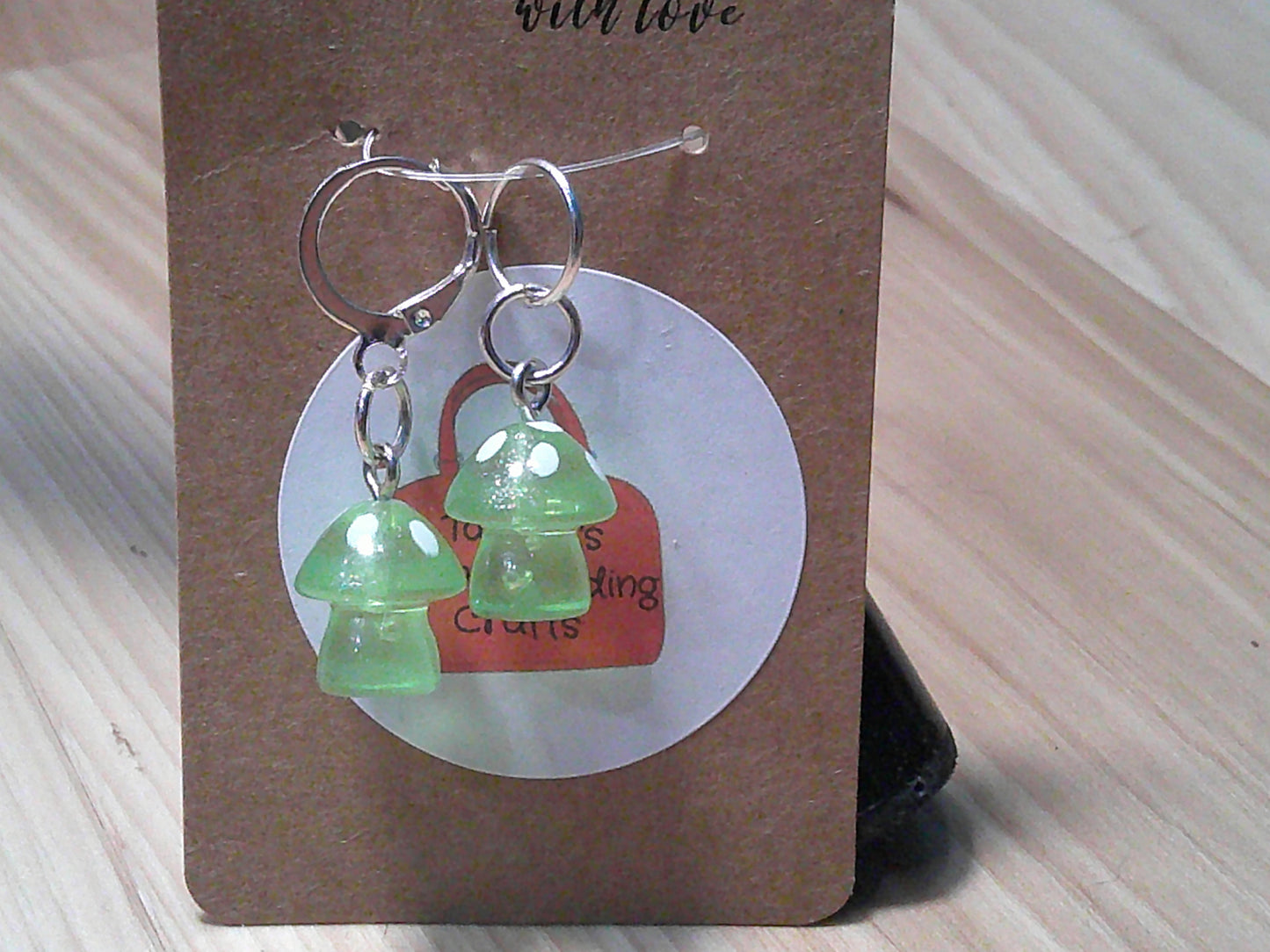 2 ~ Clear Mushroom ~ stitch marker/progress keeper