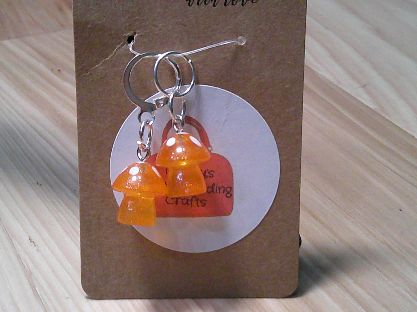 2 ~ Clear Mushroom ~ stitch marker/progress keeper