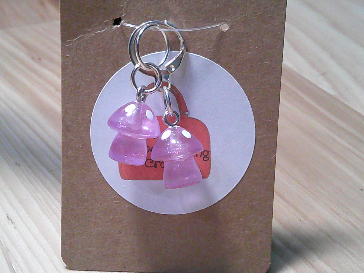 2 ~ Clear Mushroom ~ stitch marker/progress keeper
