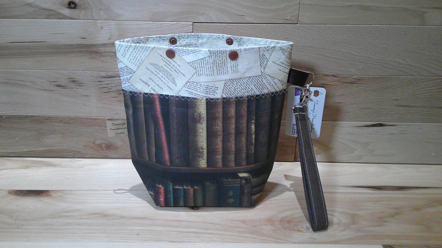 Book on bookshelf w/ word inside ~ project bags