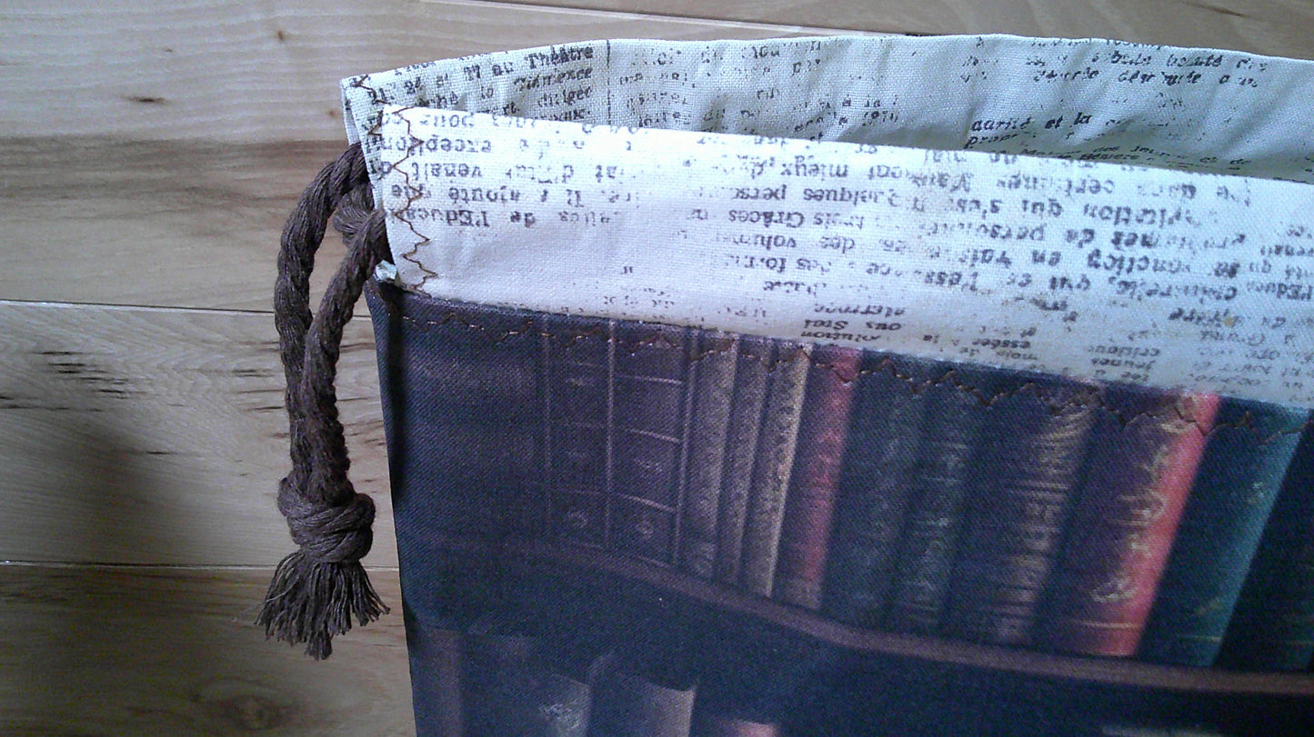 Book on bookshelf w/ word inside ~ project bags