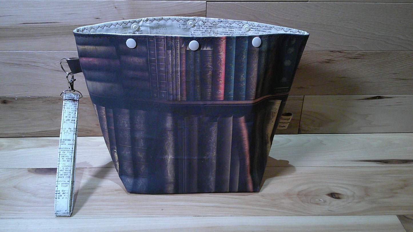 Book on bookshelf w/ word inside ~ project bags