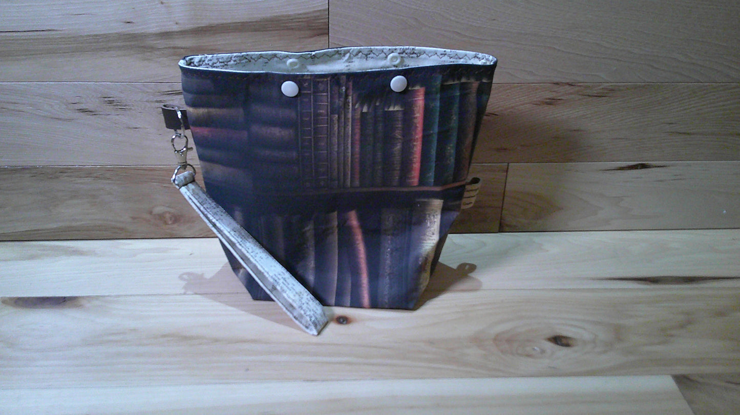 Book on bookshelf w/ word inside ~ project bags
