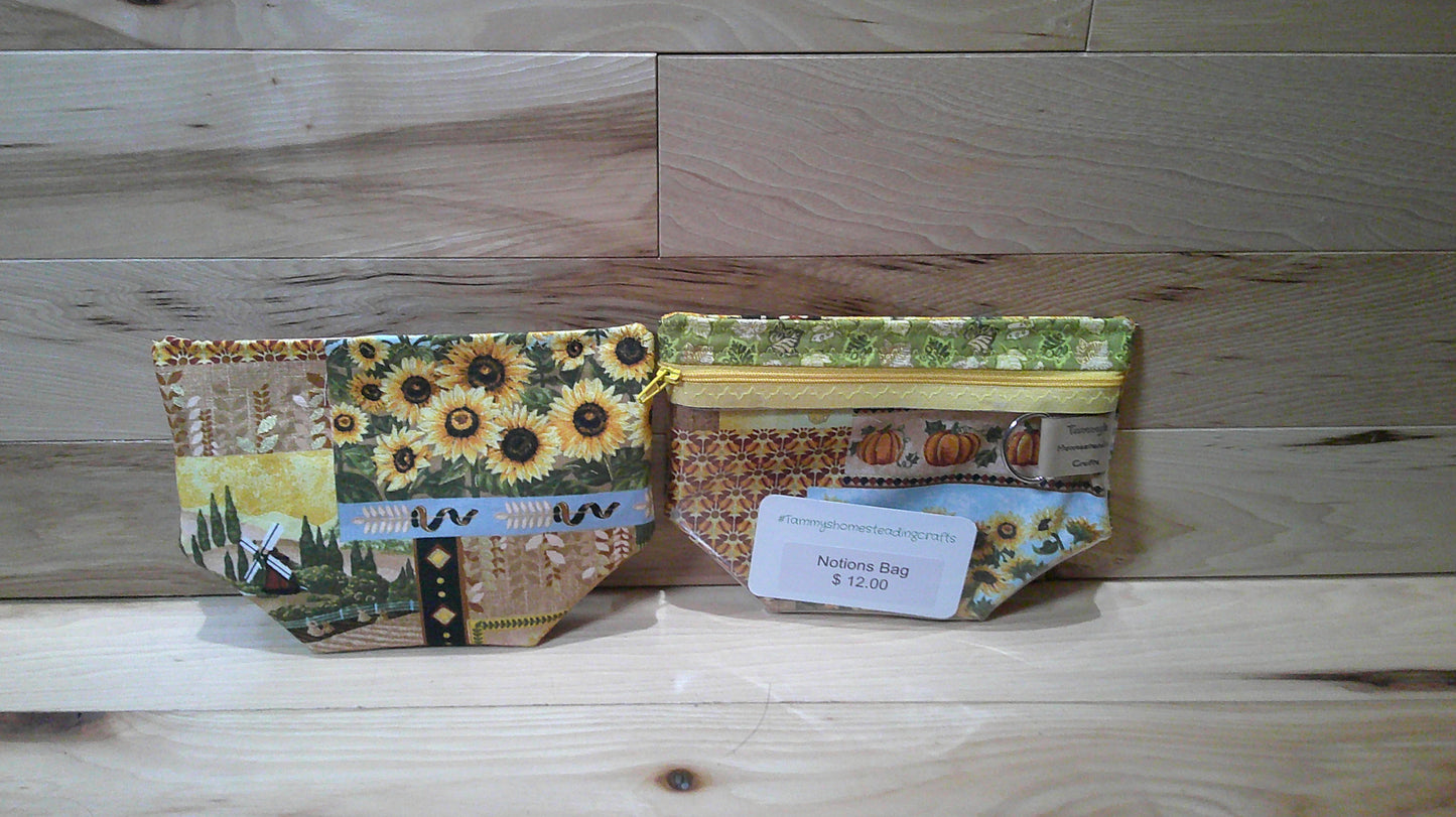 Quilt Block Fall Themes w/ leaves ~ project bags