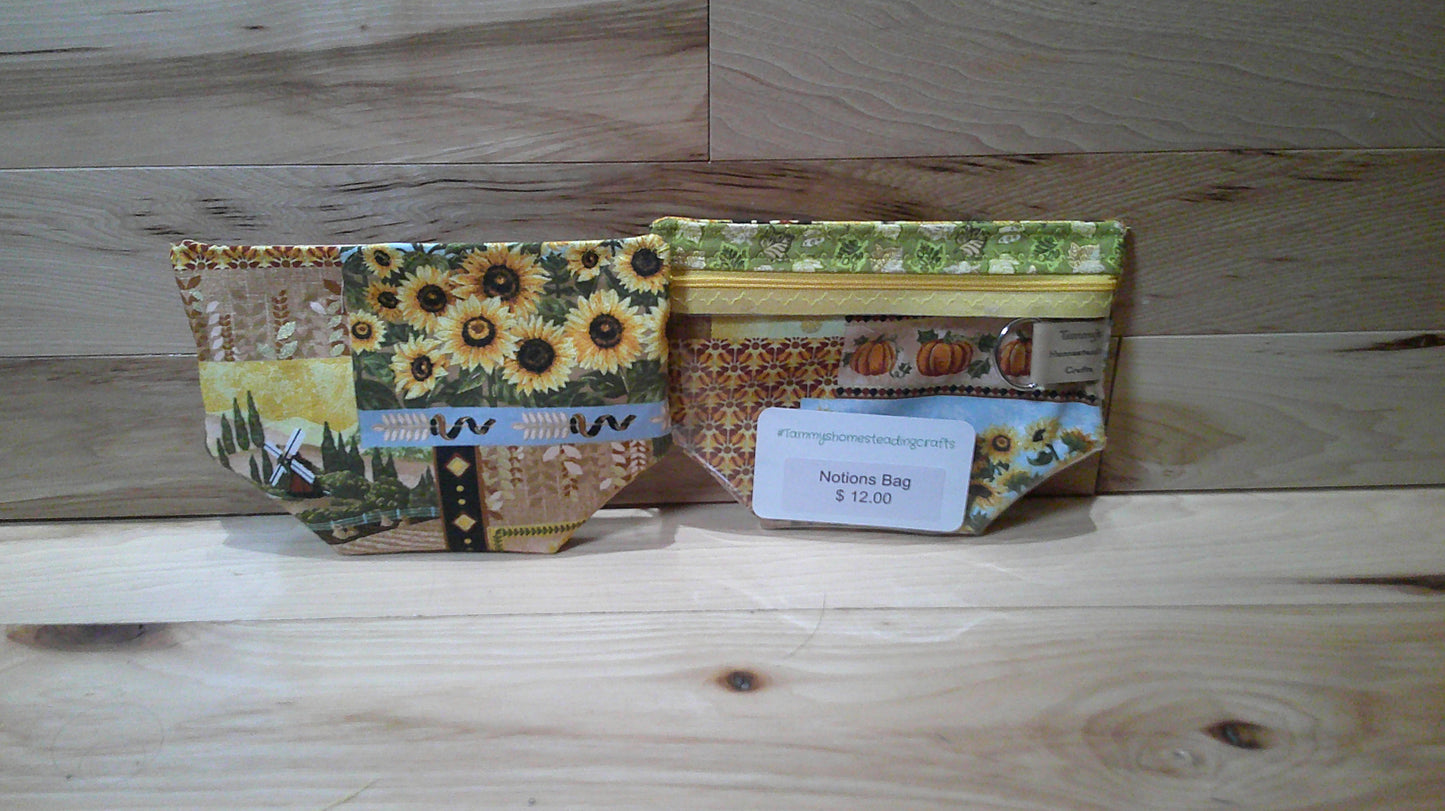 Quilt Block Fall Themes w/ leaves ~ project bags