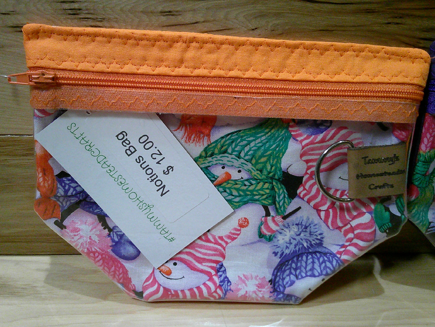 Snowman w/ colored scarves project bags