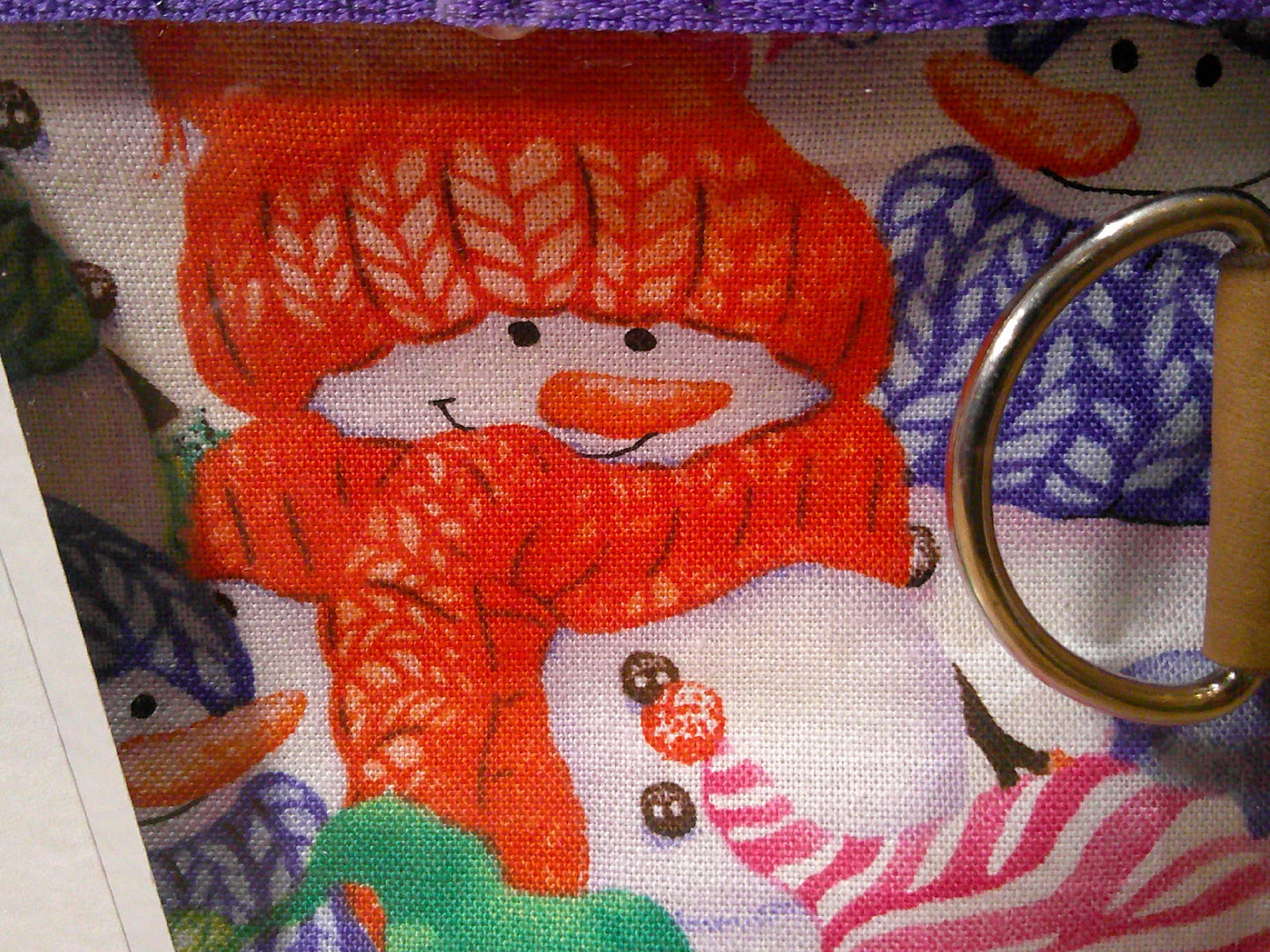 Snowman w/ colored scarves project bags