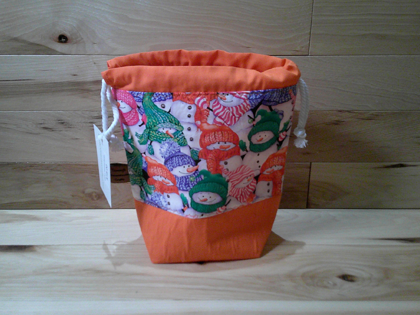 Snowman w/ colored scarves project bags
