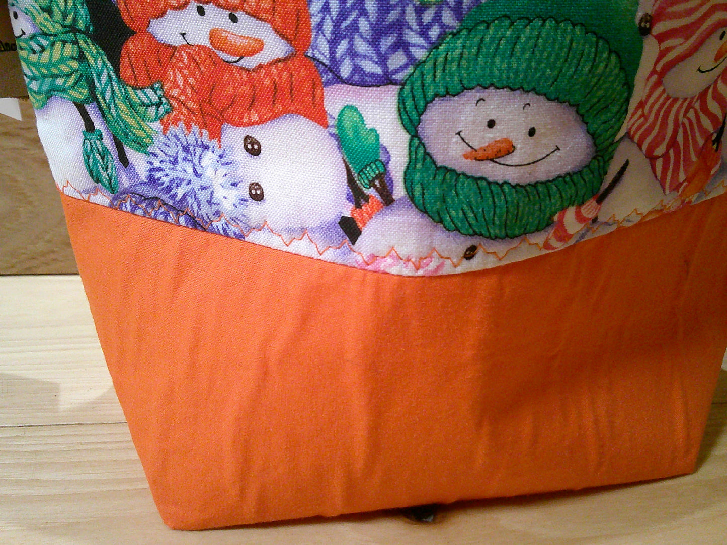 Snowman w/ colored scarves project bags