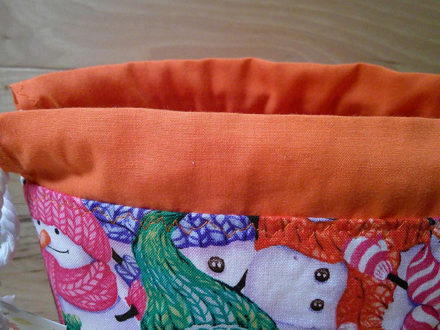 Snowman w/ colored scarves project bags