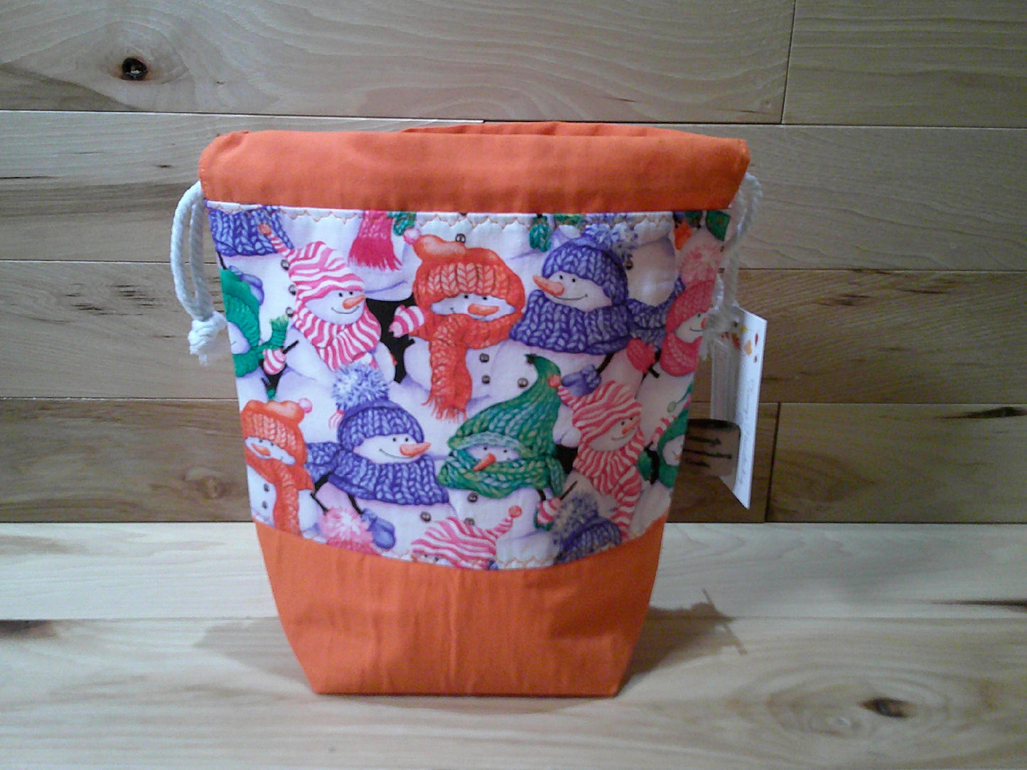 Snowman w/ colored scarves project bags