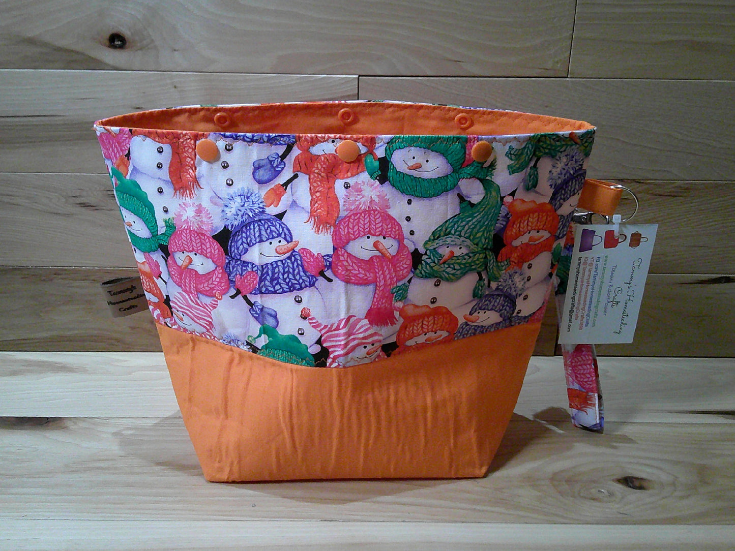 Snowman w/ colored scarves project bags