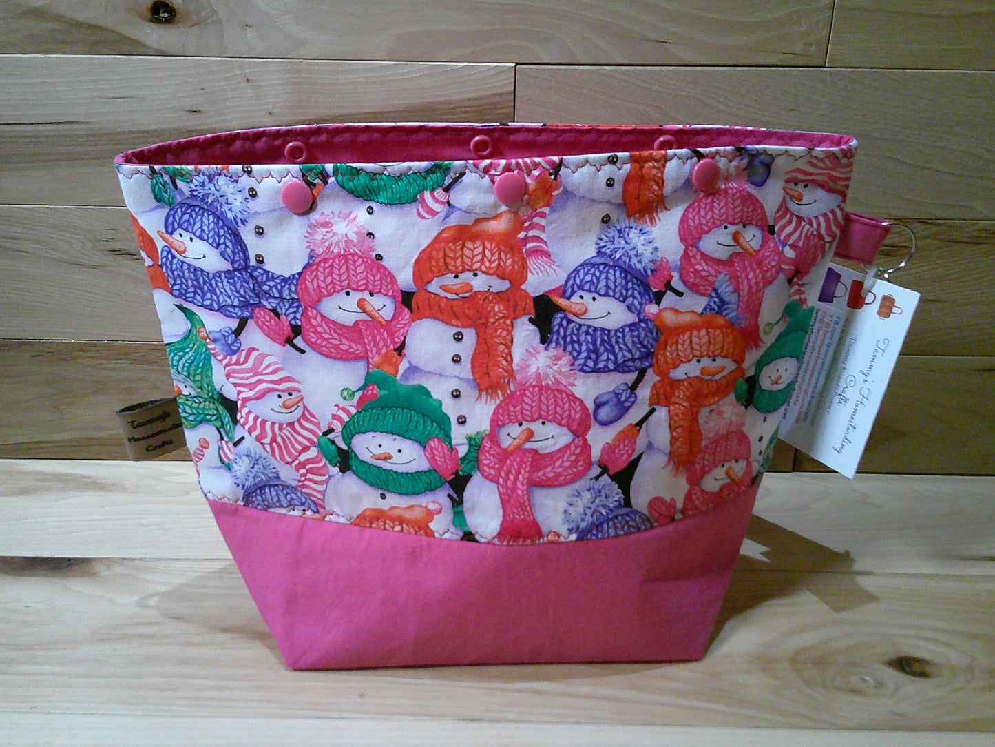 Snowman w/ colored scarves project bags