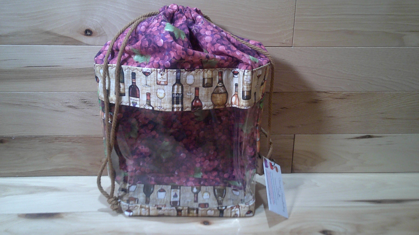 Wine bottles w/ grapes ~ project bags