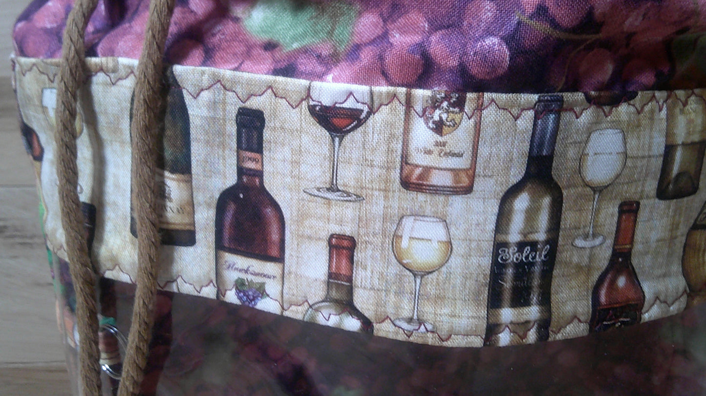 Wine bottles w/ grapes ~ project bags