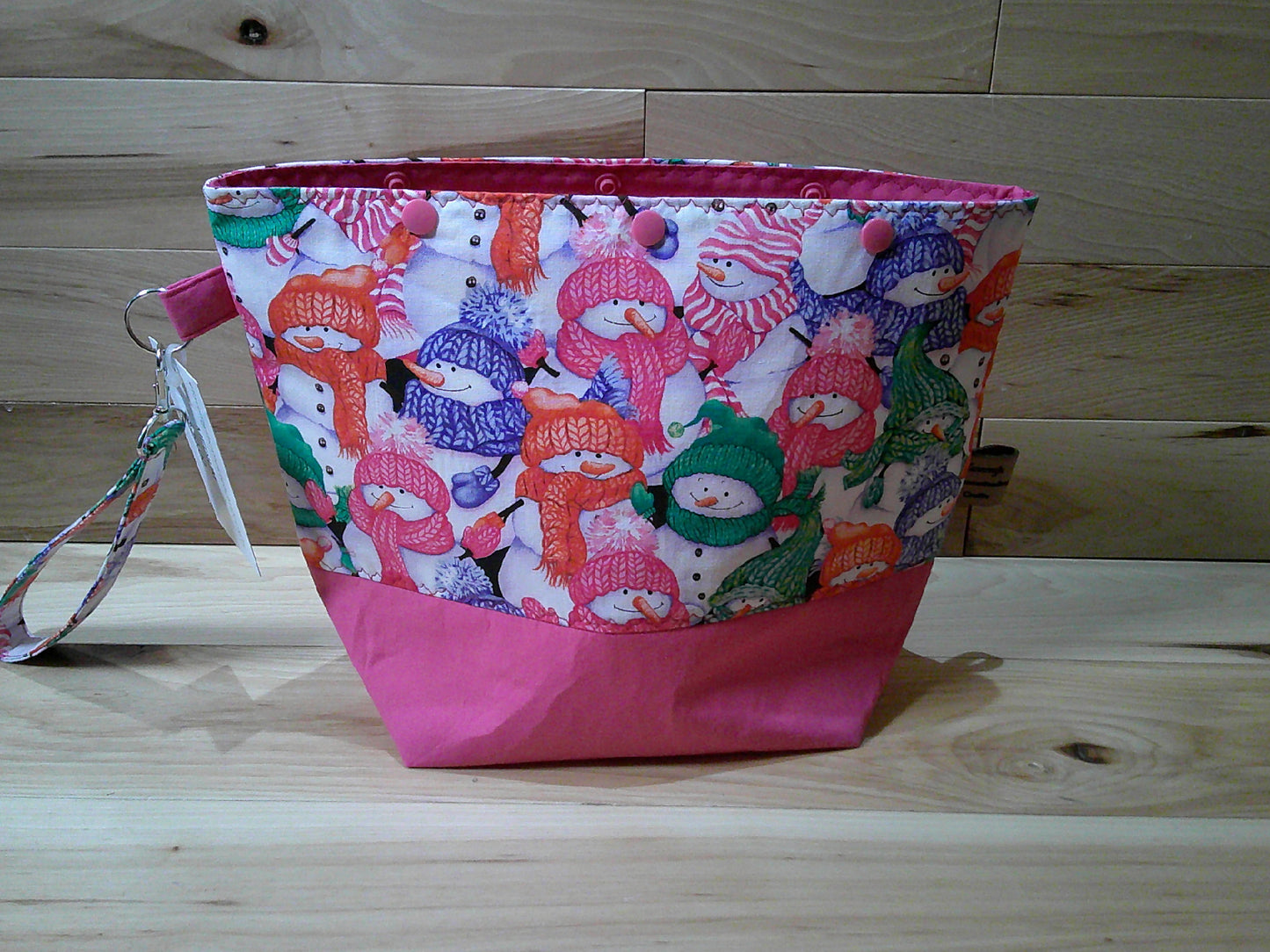 Snowman w/ colored scarves project bags