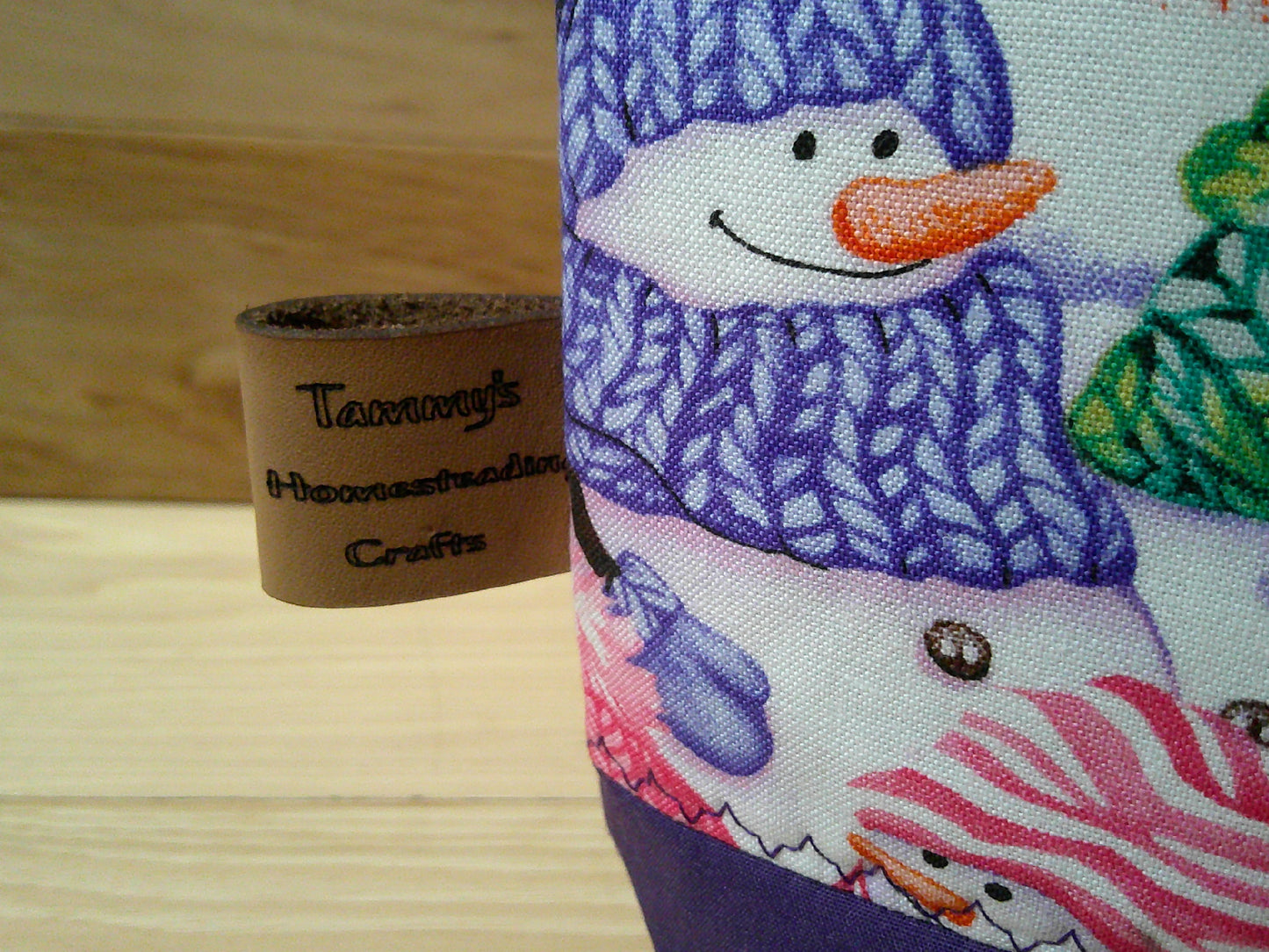 Snowman w/ colored scarves project bags