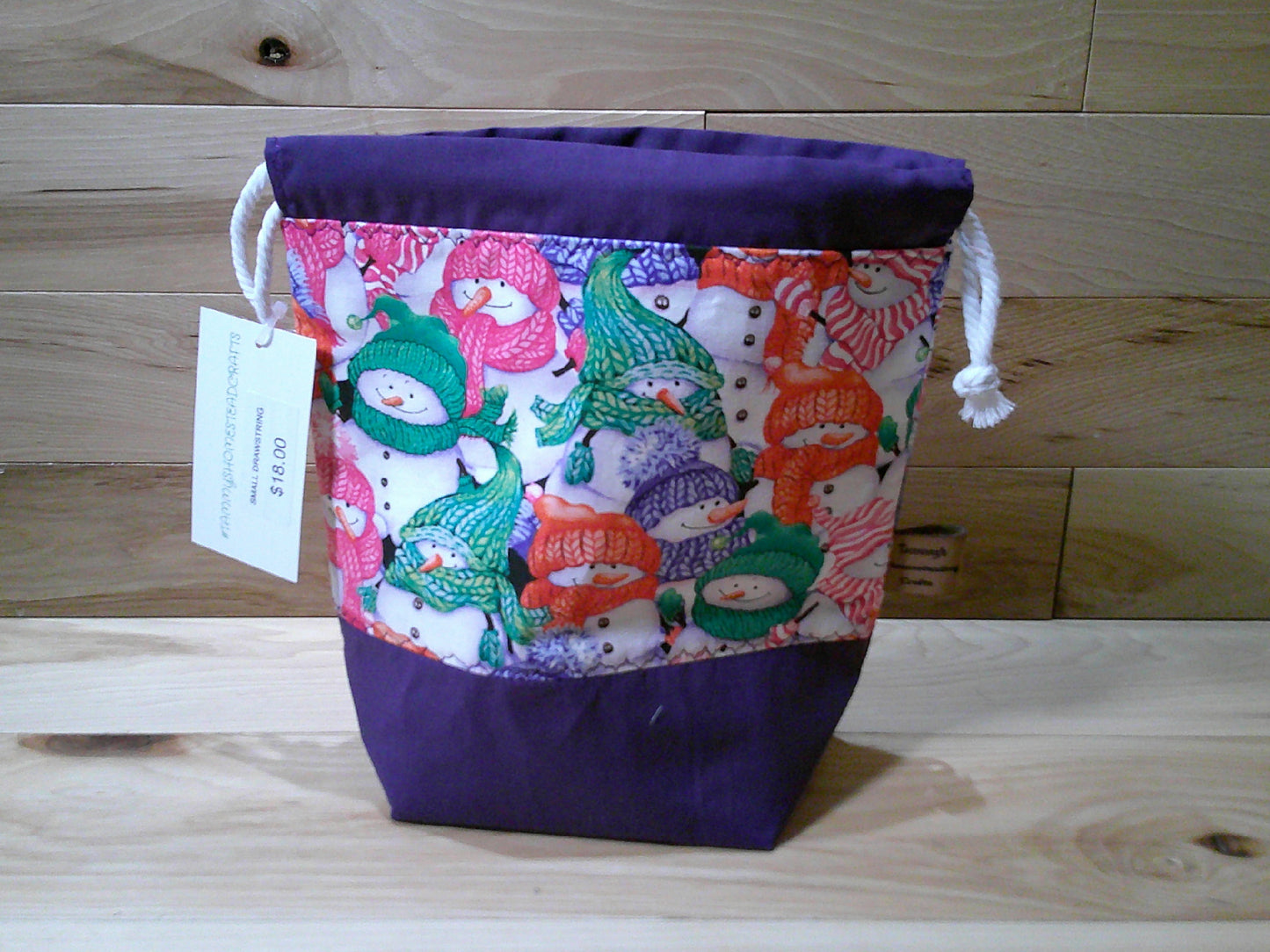 Snowman w/ colored scarves project bags