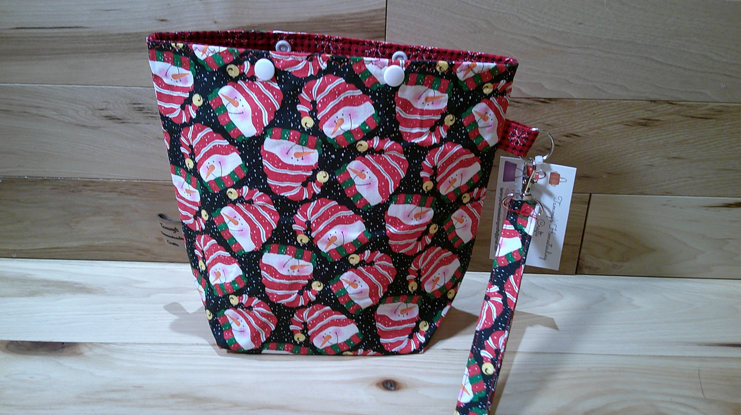 Santa Hat Snowman w/ snowflakes project bags
