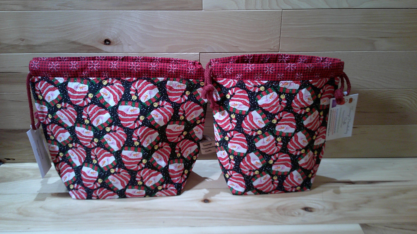 Santa Hat Snowman w/ snowflakes project bags