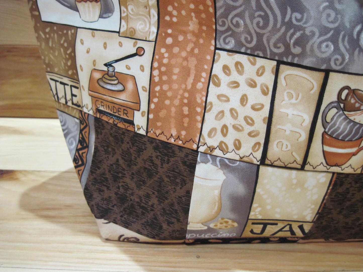 X-Large Tote Style Bag ~ Java, Latte, Espresso w/ quilted bottom & sewn handles