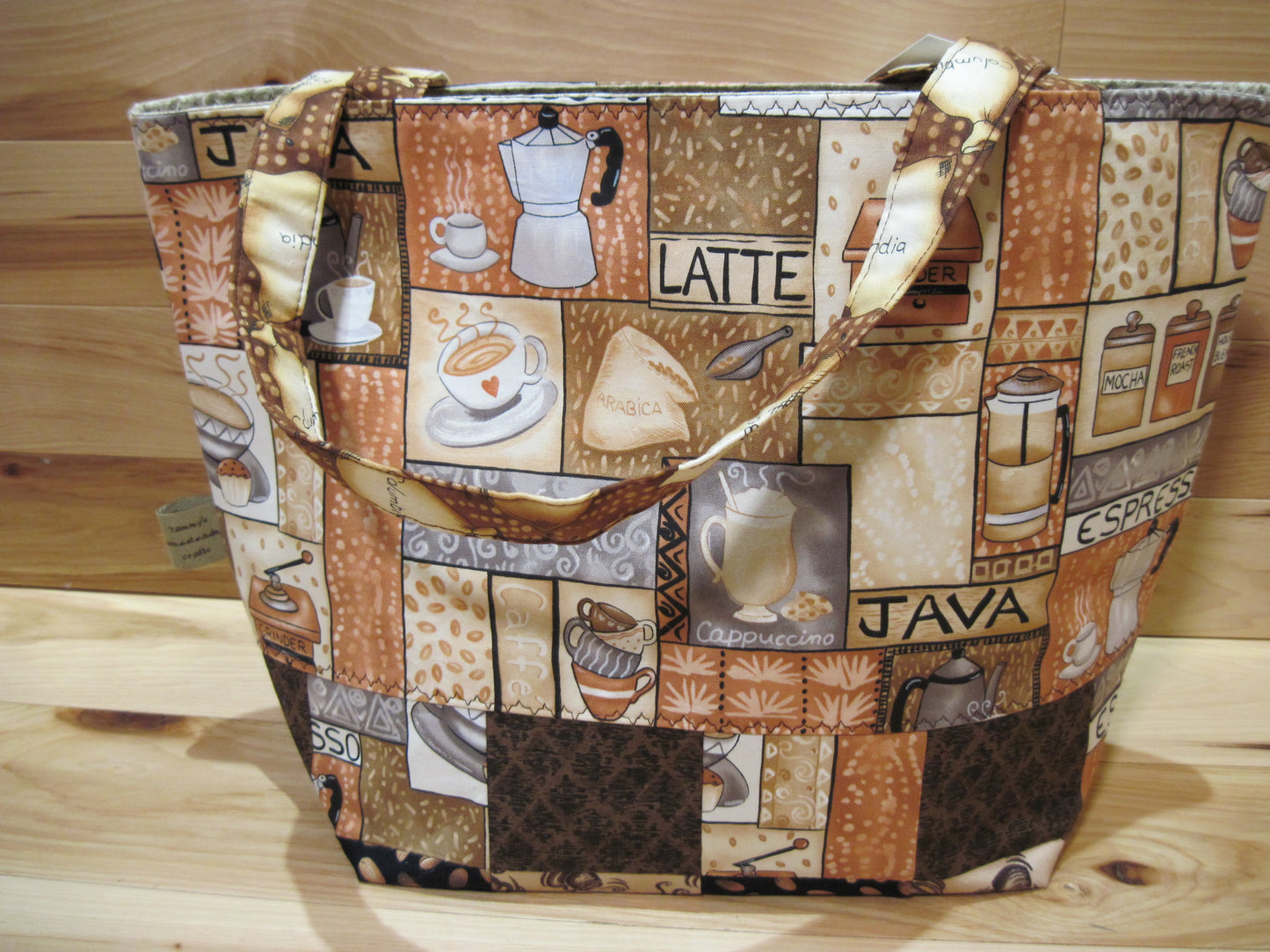 X-Large Tote Style Bag ~ Java, Latte, Espresso w/ quilted bottom & sewn handles