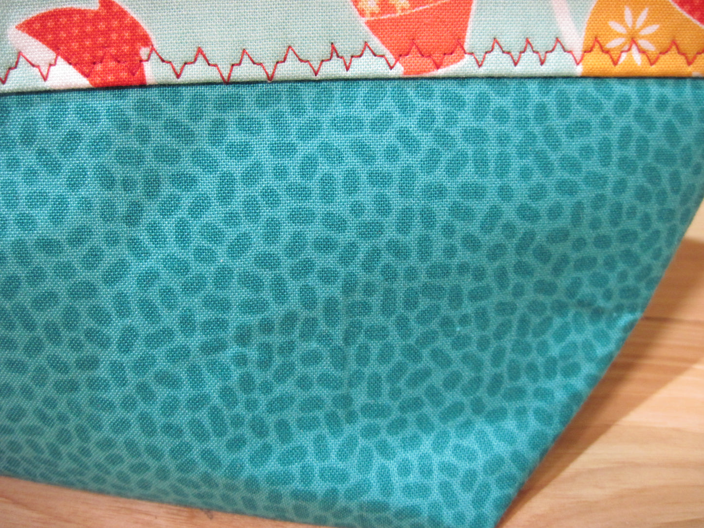 X-Large Tote Style Bag ~ Tea pots & tea cups w/ teal green & red sewn handles