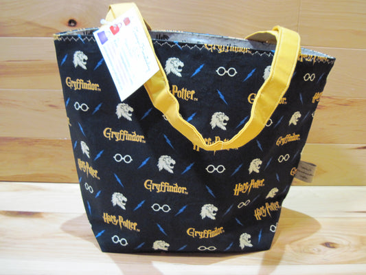 Large Tote Style Bag ~ Gryffindor ~ Harry Potter w/ yellow gold & sewn handles