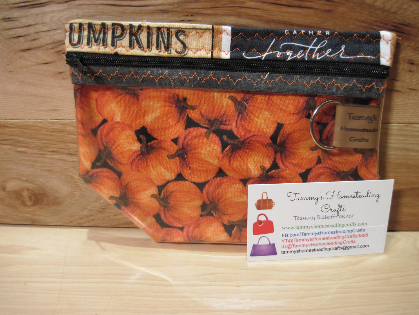 Notions bag~ Thankful saying ~ "Blessed ~ Give Thanks~ Grateful" w/ zipper