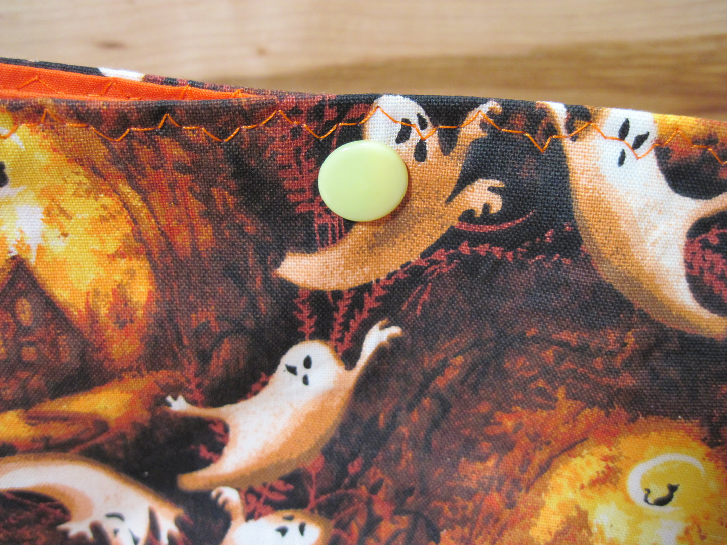 Medium~ Spooky Ghosts w/orange & snaps project bag