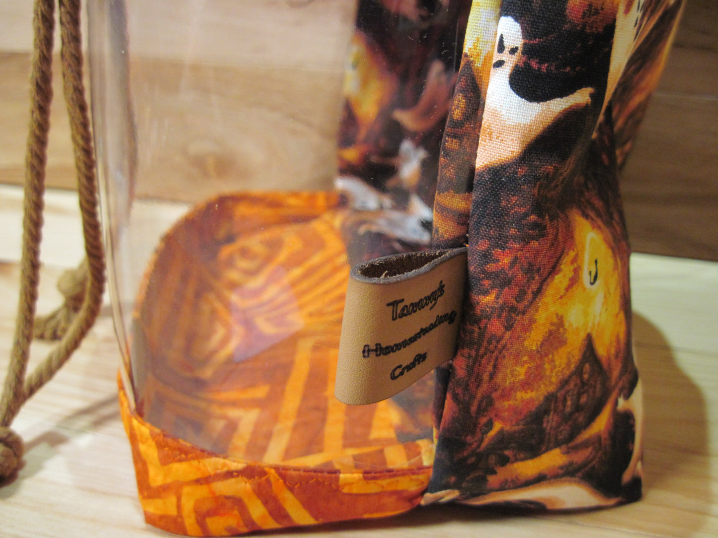 Medium window Drawstring ~ Spooky Ghost~ w/ orange project bag