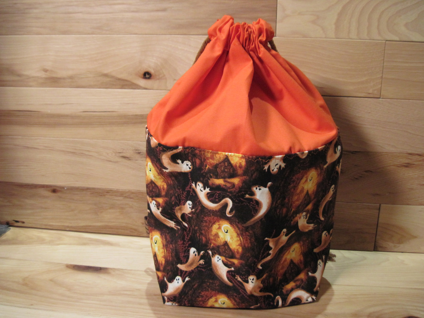 Medium window Drawstring ~ Spooky Ghost~ w/ orange project bag