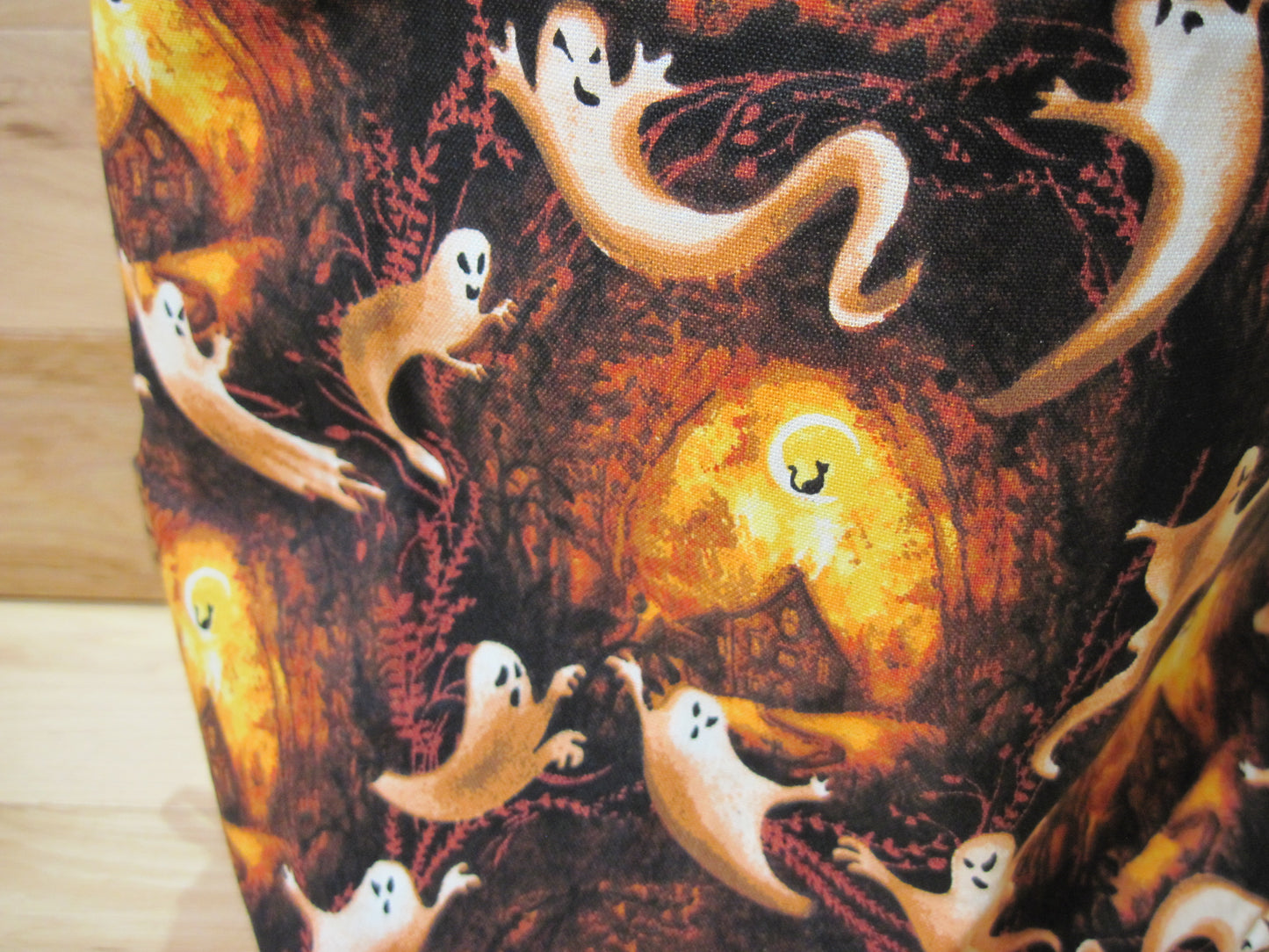 Medium window Drawstring ~ Spooky Ghost~ w/ orange project bag