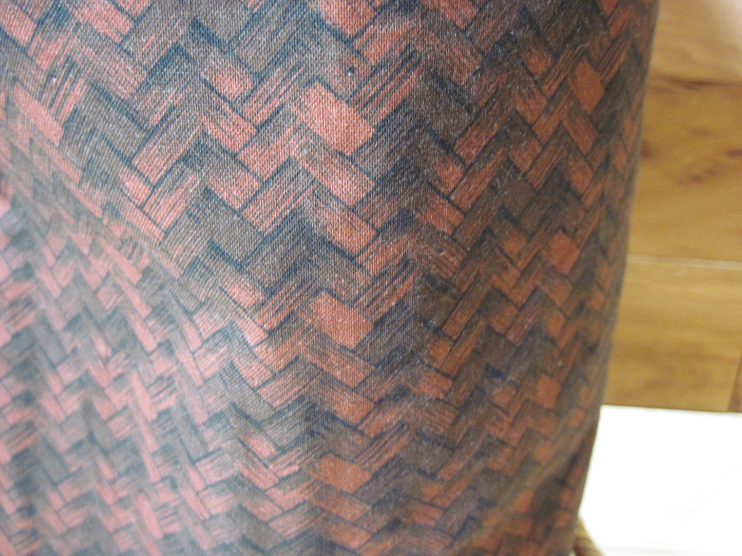 Medium Window Drawstring ~ w/ pumpkins in brown basket weave fabric project bag