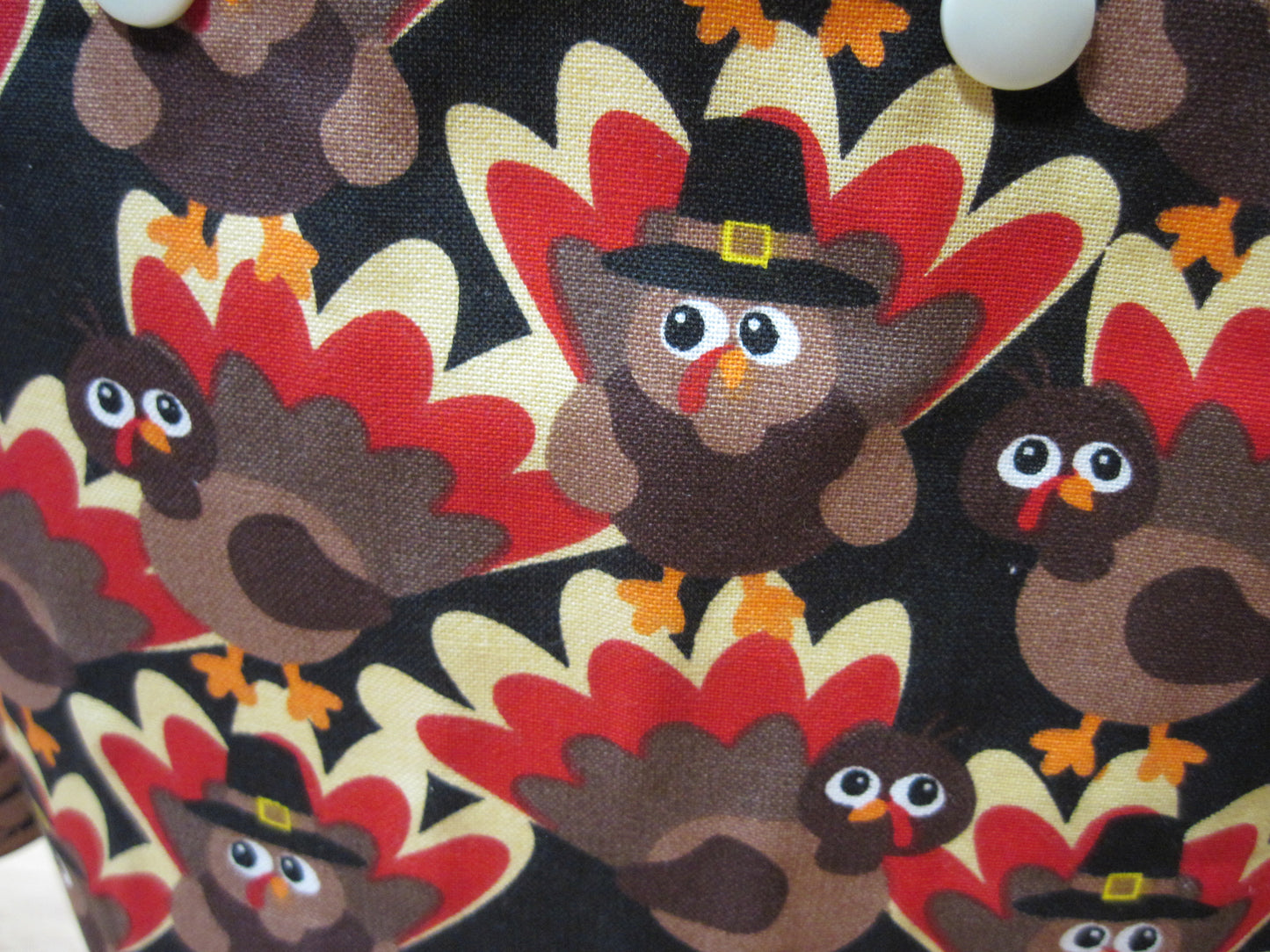 Medium Turkey w/ "gobble gobble" on the inside & snaps project bag