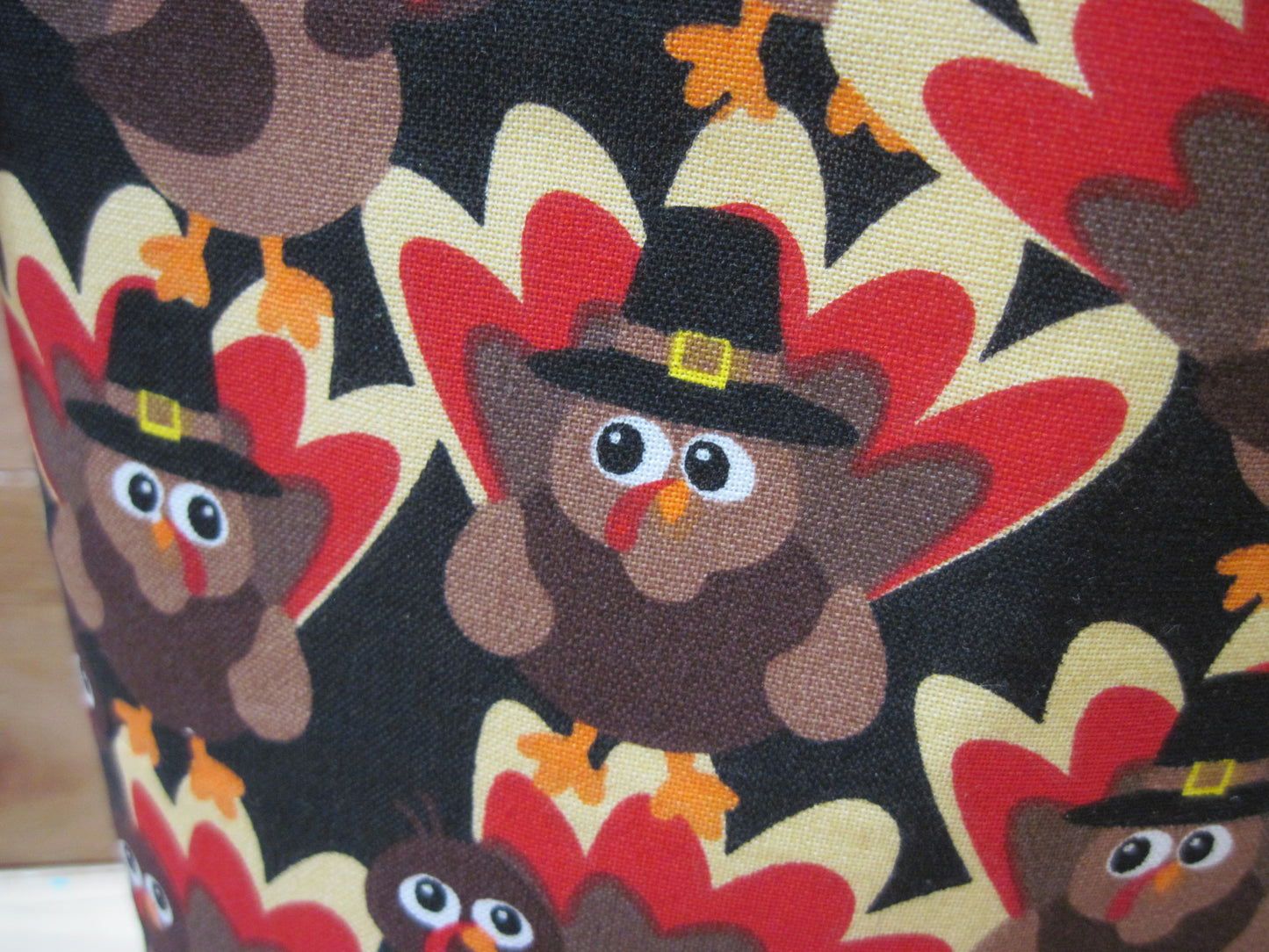Small Drawstring ~ Turkey w/ "gobble gobble" ~ Project bag